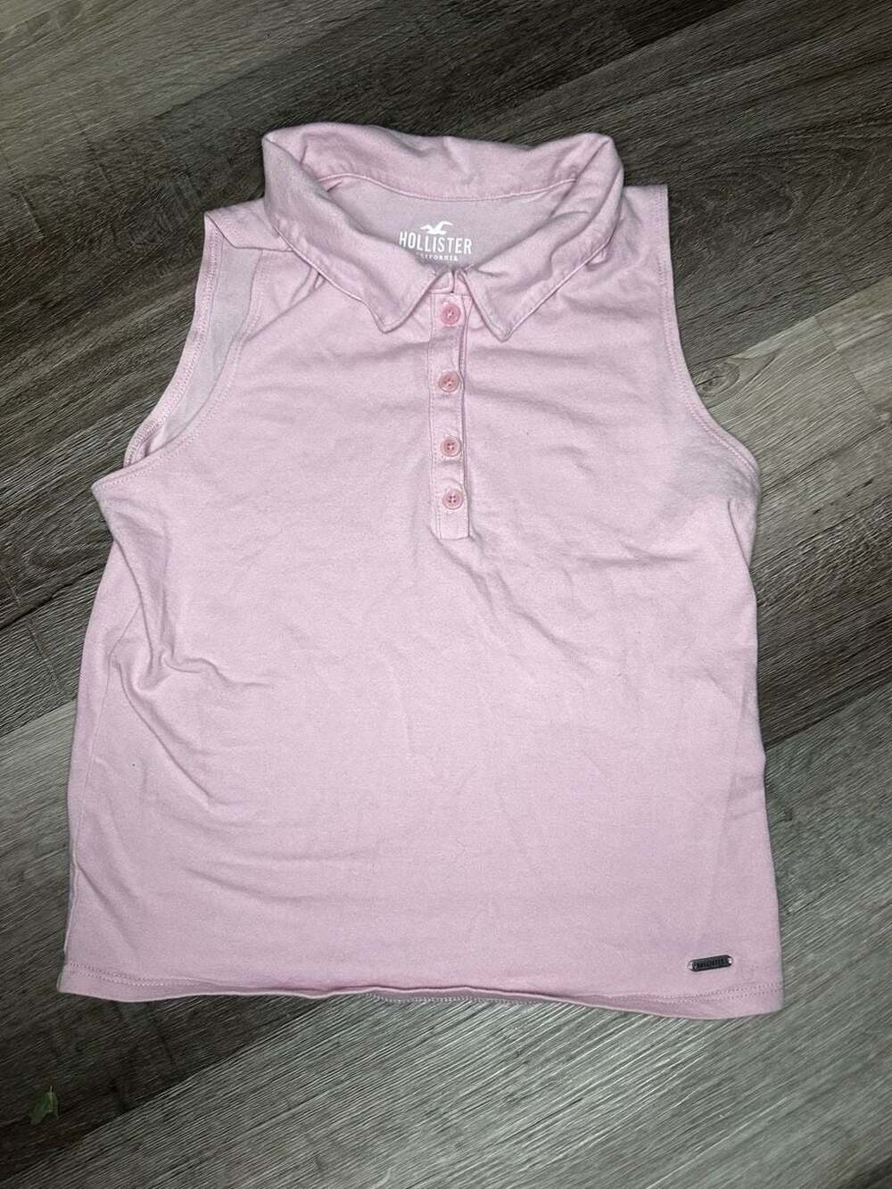 Hollister Sleeveless Polo Shirt Pink Size M